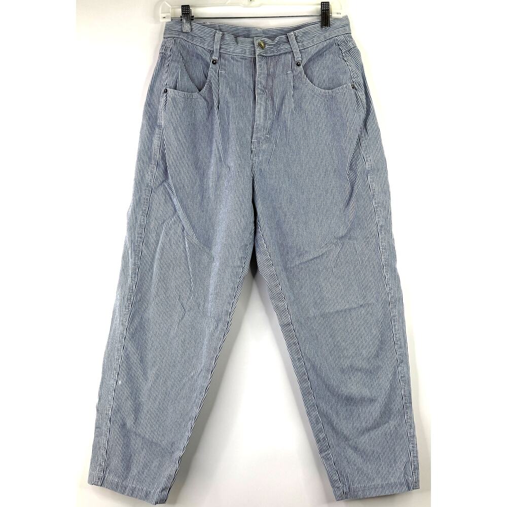 Brittania Vintage 90's Striped High Rise Wide Leg Tapered Jeans Size 12 Petite